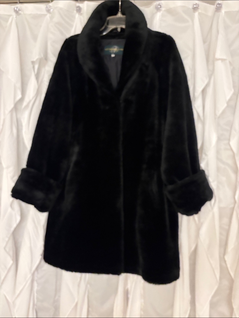 Classic Black Faux Fur Coat - Women